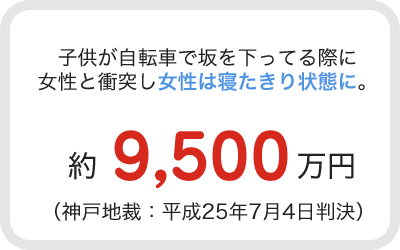 子供が自転車で坂を下ってる際に女性と衝突し女性は寝たきり状態に。